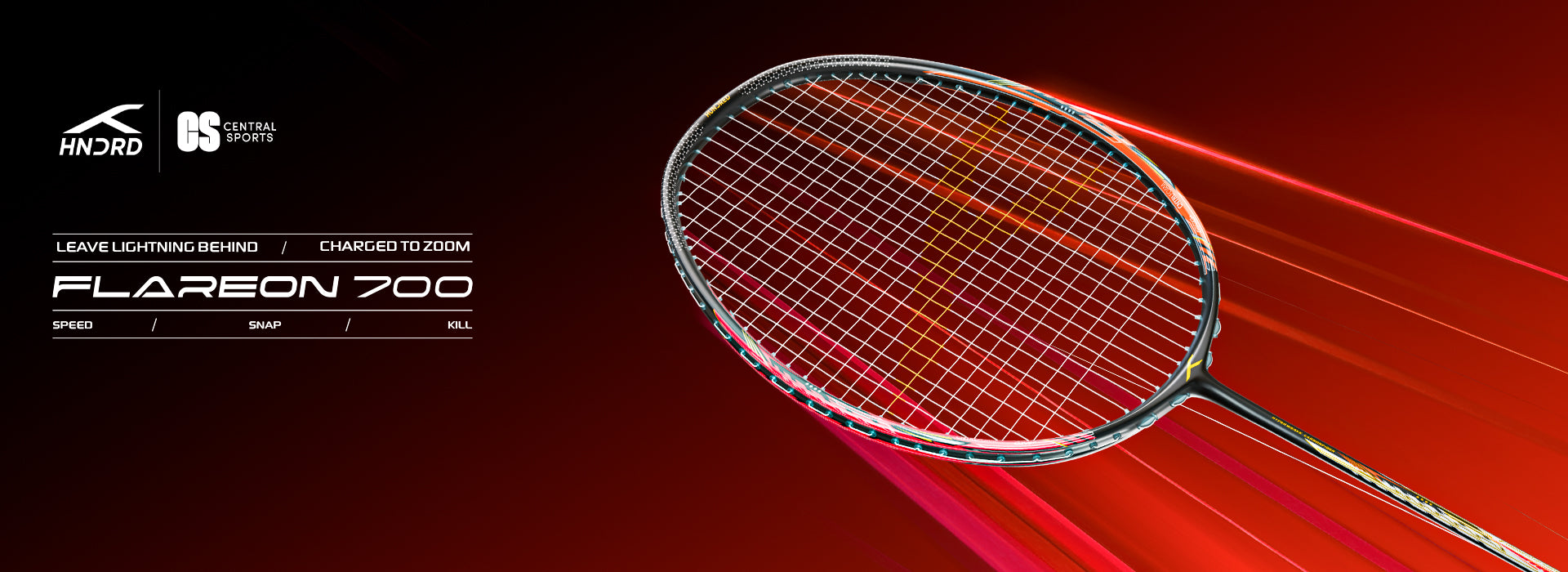 Hundred Flareon 700 Badminton Racket - Black/Orange Badminton Rackets Hundred