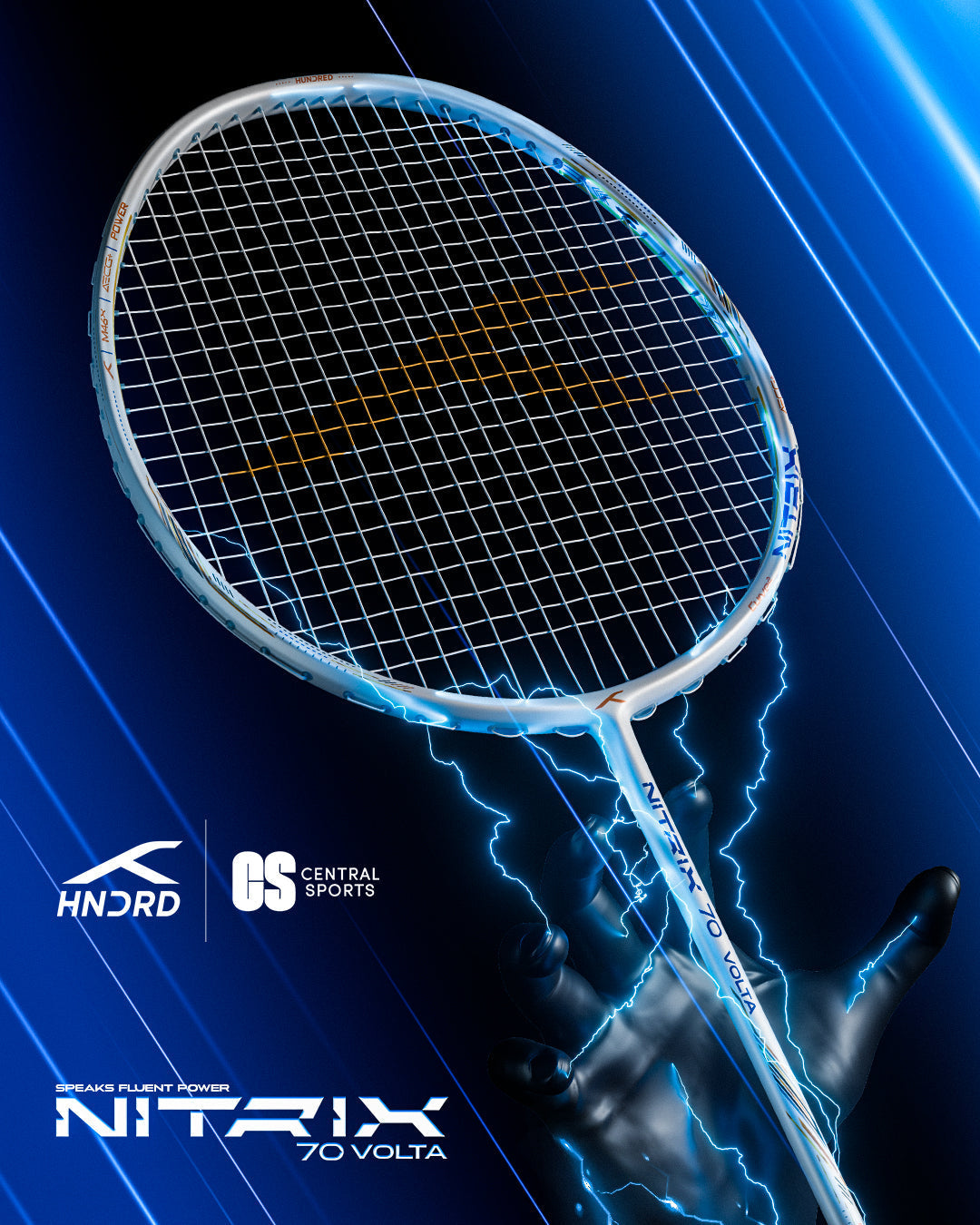 Hundred Nitrix 70 Volta Badminton Racket - White Badminton Rackets Hundred