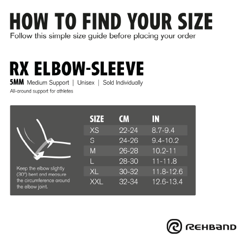 Rehband RX Elbow Sleeve 5mm - Carbon Black Fitness Accessories Rehband