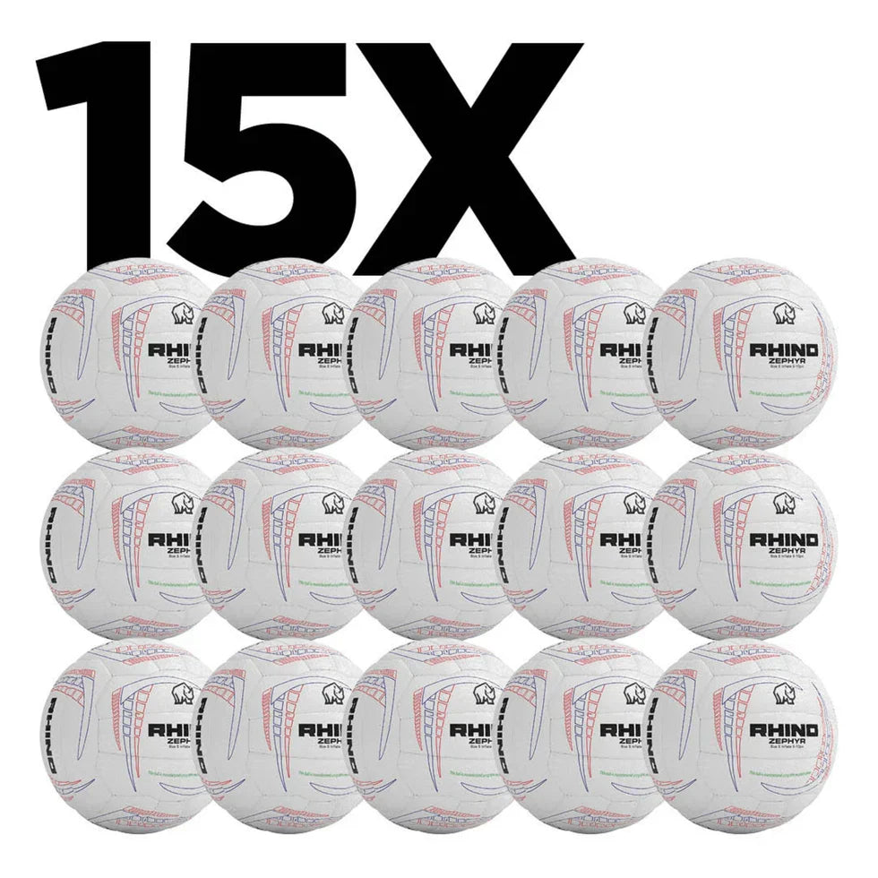 Rhino Zephyr Training Netball Box of 15, White