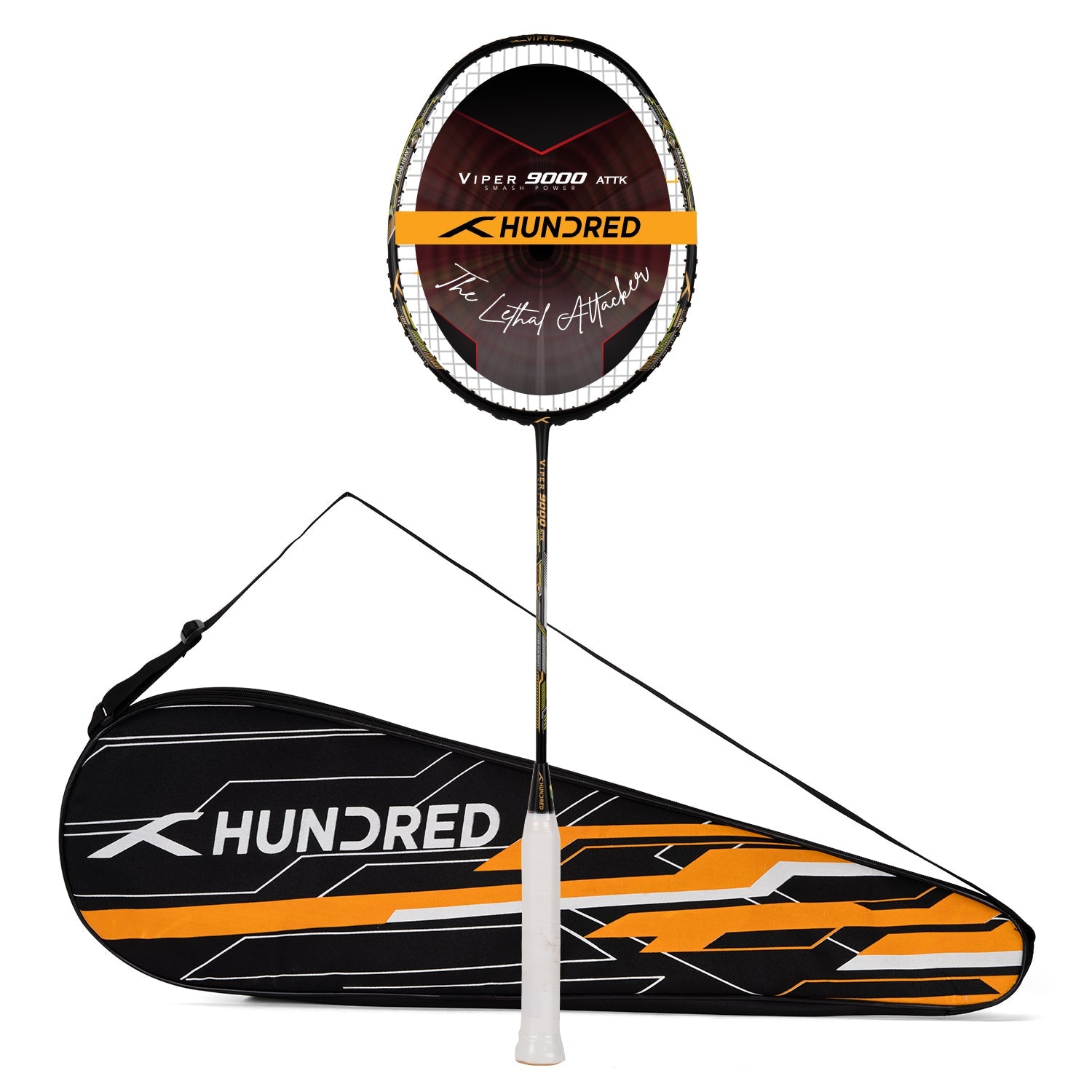 Hundred Viper 9000-5U Badminton Racket - Black/Gold Badminton Rackets Hundred