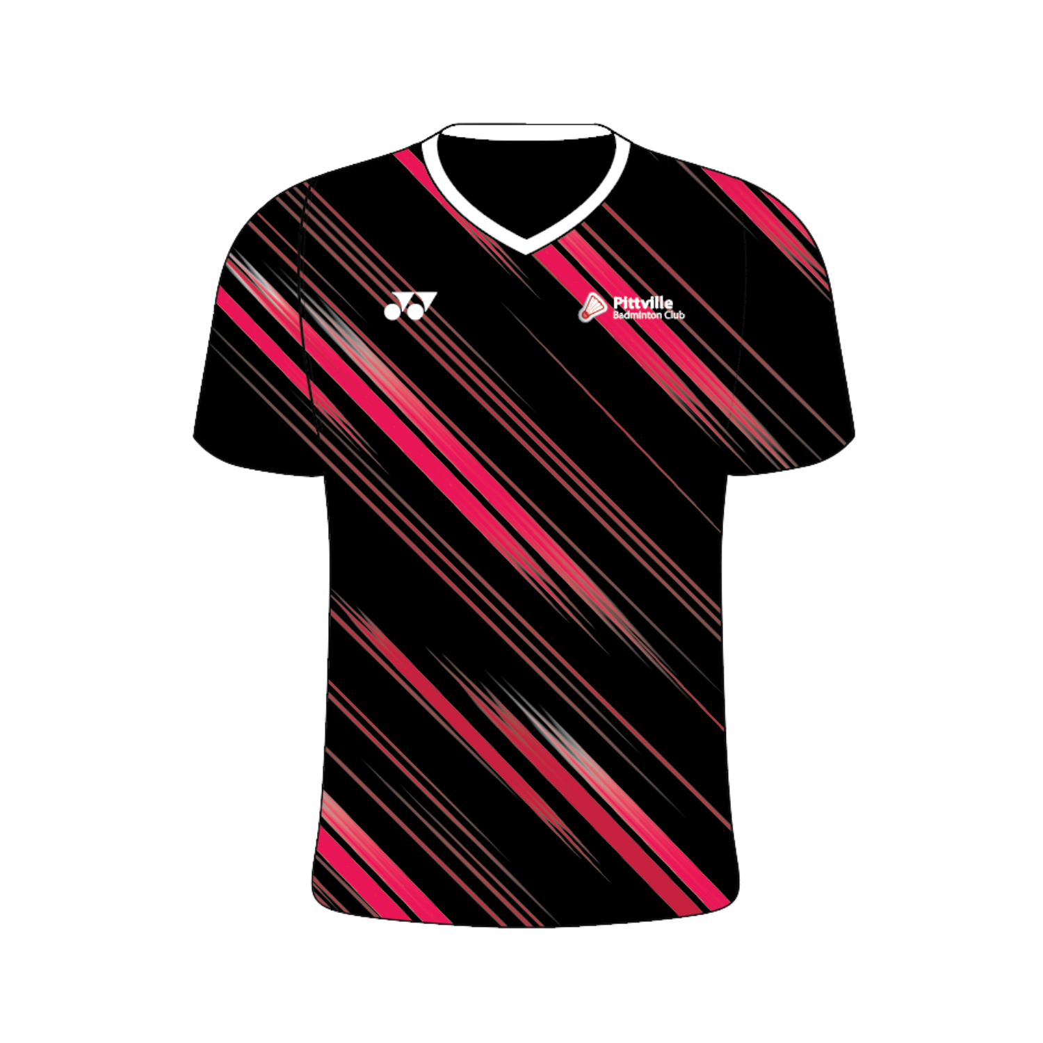 Yonex Kit T001 Pittville Badminton Club Turbo V Neck Women - Black/Red/White Black Red White Clothing Yonex Teamwear