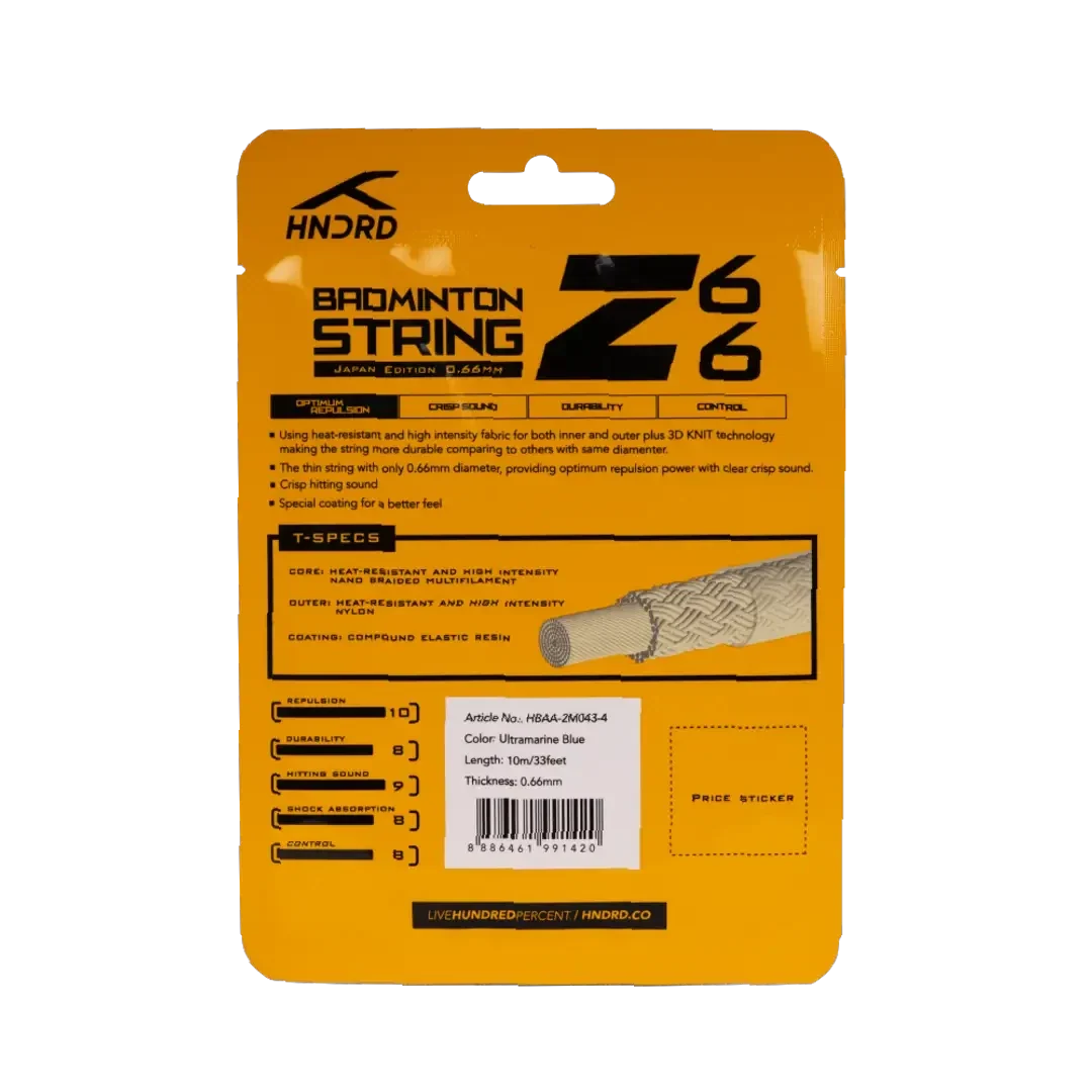 Hundred 600 S Badminton String, Ultramarine Blue, back view