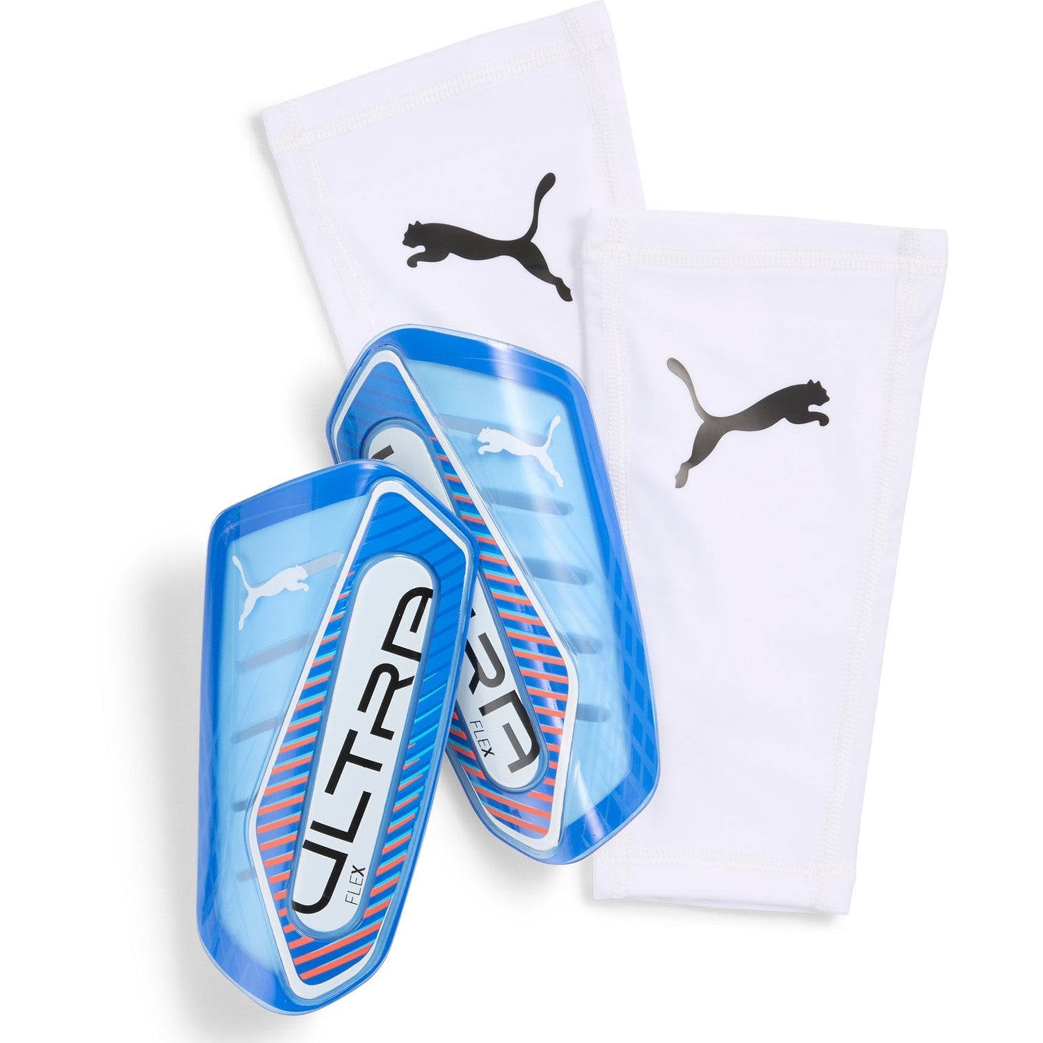 Puma Ultra Flex Sleeve Shin Guard - Blue/Red Ultra Blue Puma White Glowing Red Shin Guards Puma
