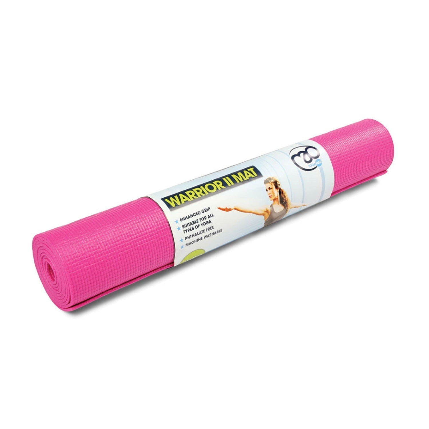 Fitness Mad Warrior II Yoga Mat 4mm - Pink Hot Pink One Size Accessories Fitness Mad
