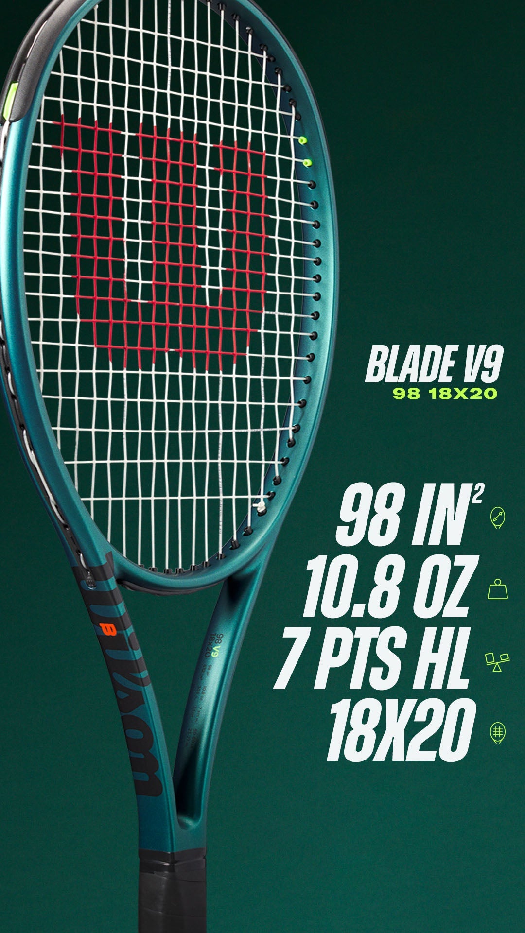 Wilson BLADE 98 18X20 V9.0 Unstrung WR149911 Free Restring Tennis Rackets Wilson