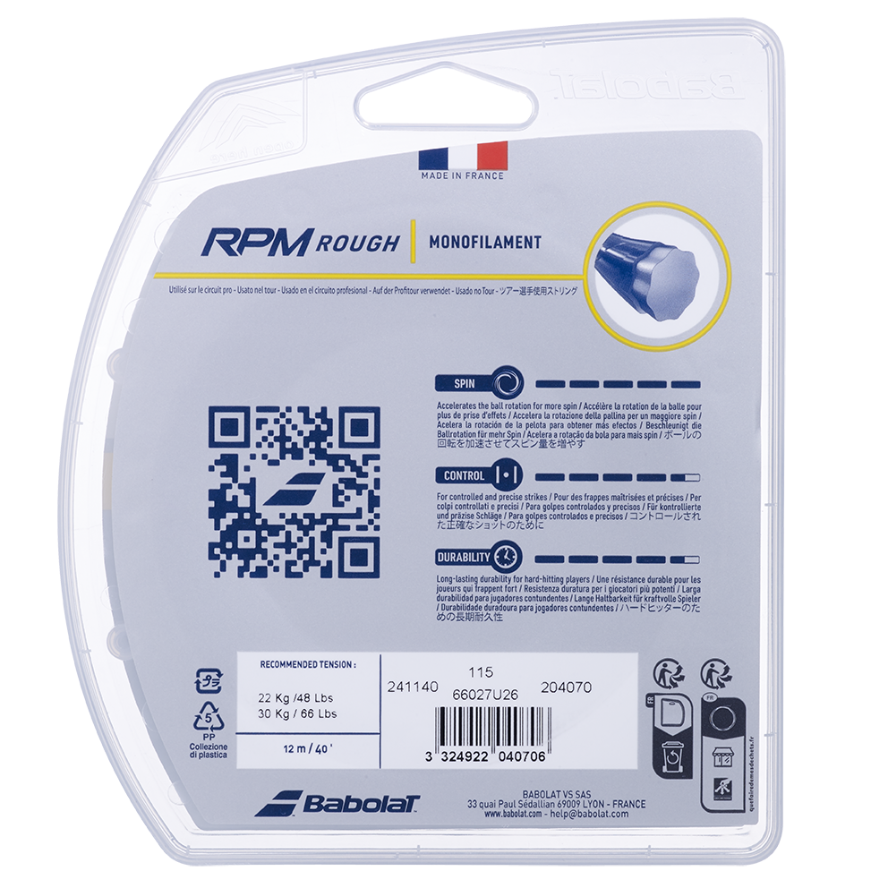 Babolat RPM Rough 1.25mm/12M Tennis String - Dark Grey String (Packs) Babolat