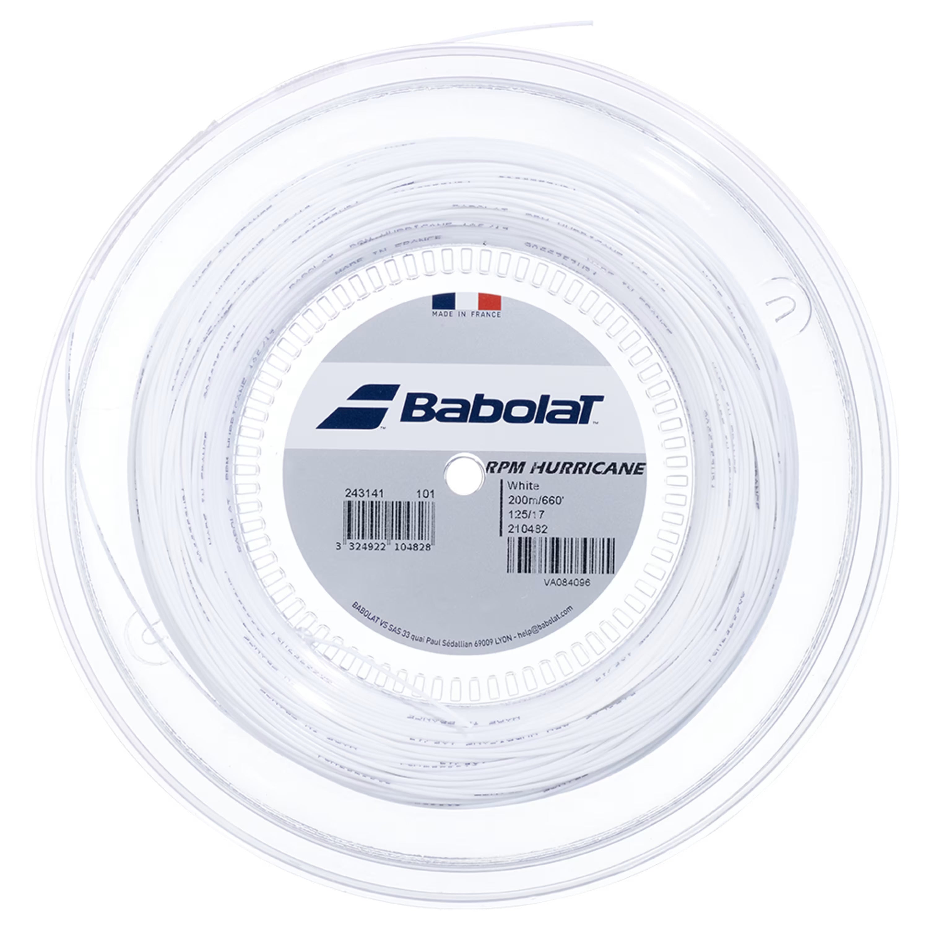 Babolat RPM Hurricane 200M Tennis String - White White 125 String (Reel) Babolat