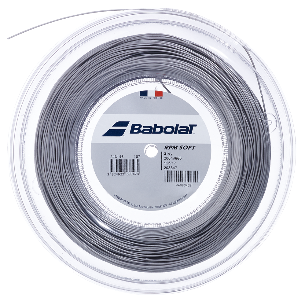 Babolat RPM Soft 1.30mm/200M Tennis String - Grey 200m Reel Grey String (Reel) Babolat