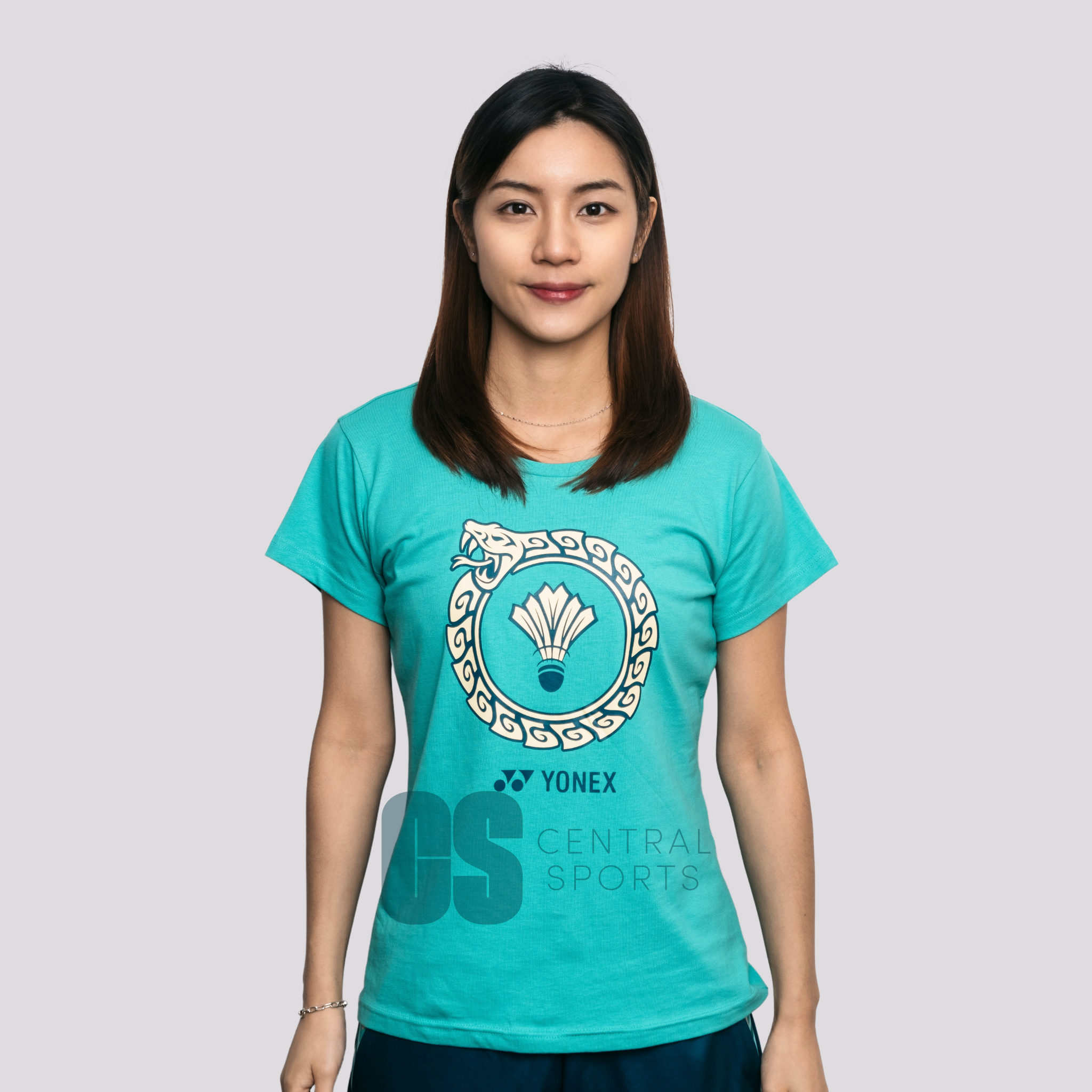 Yonex Snake Ring Womens Cotton T-Shirt Jade Jade Clothing Yonex
