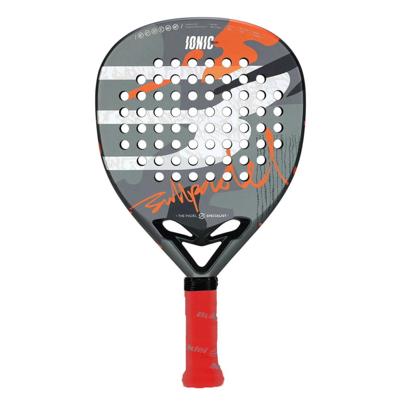 BullPadel Ionic Power Padel Racket - Grey/Orange Padel BullPadel