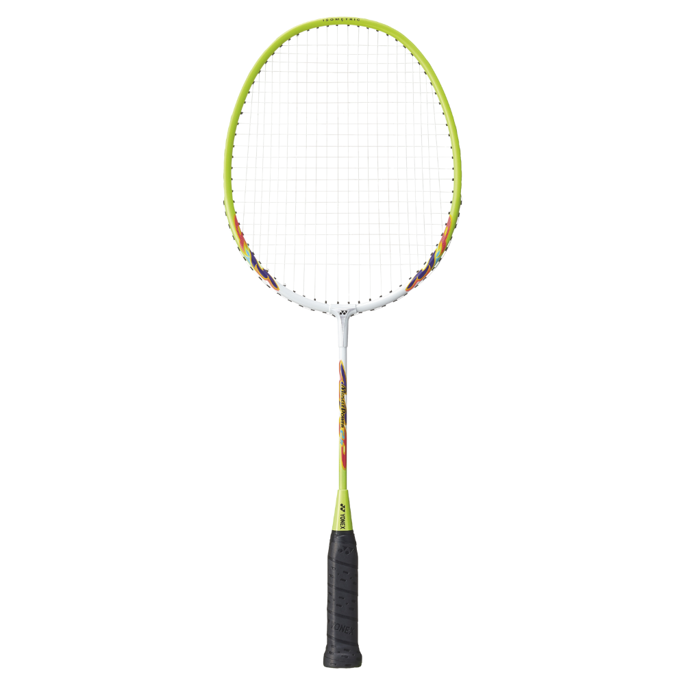 Yonex Muscle Power 2 Jr Badminton Racket, White/Lime Yellow, back view