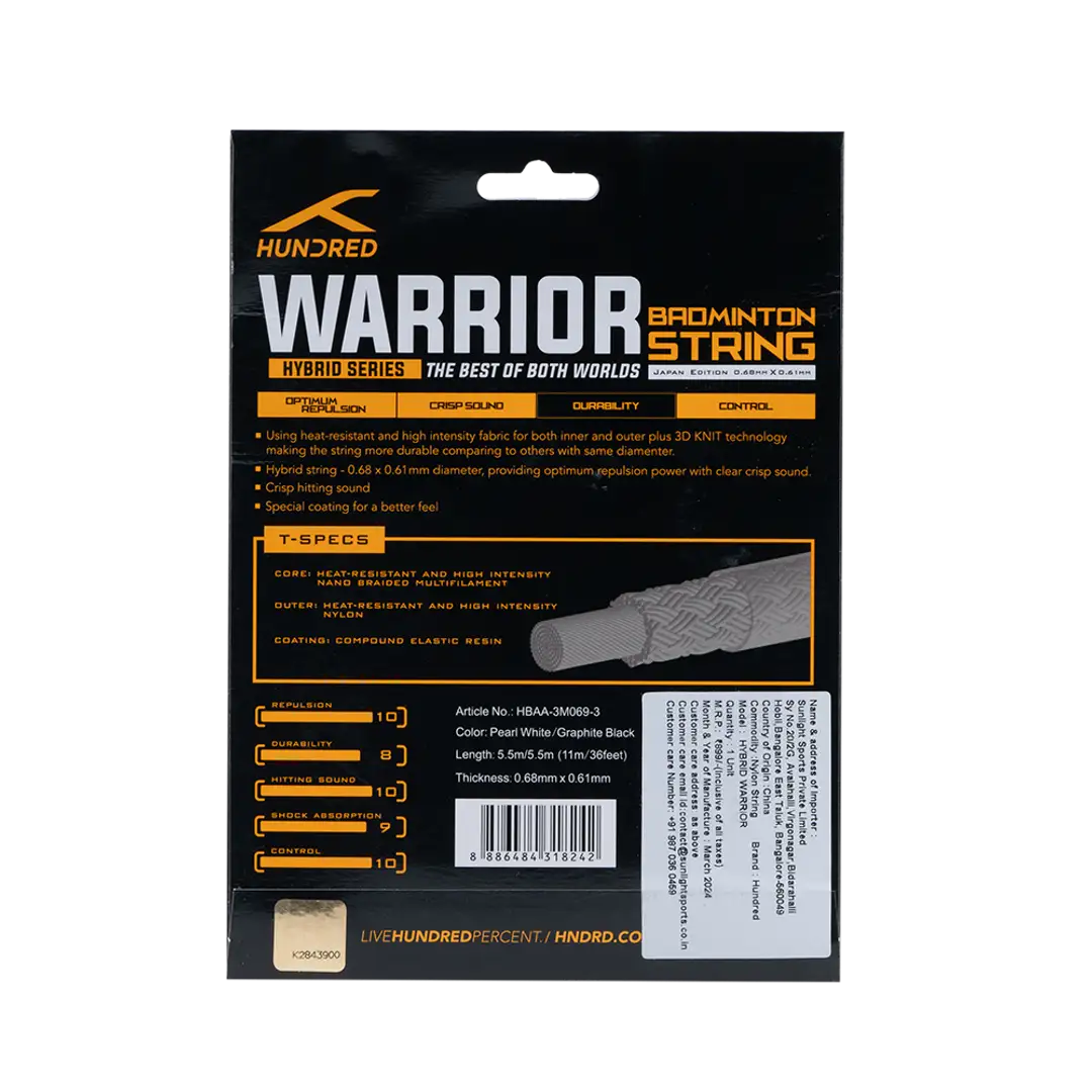 Hundred Hybrid Warrior (HBAA-3M069-2) Badminton String String (Packs) Hundred