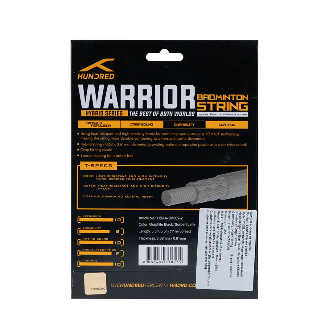 Hundred Hybrid Warrior (HBAA-3M069-1) Badminton String String (Packs) Hundred