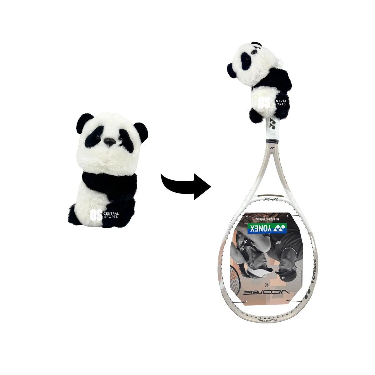 Central Sports UK Panda Racket Accessory, Black/White, back view