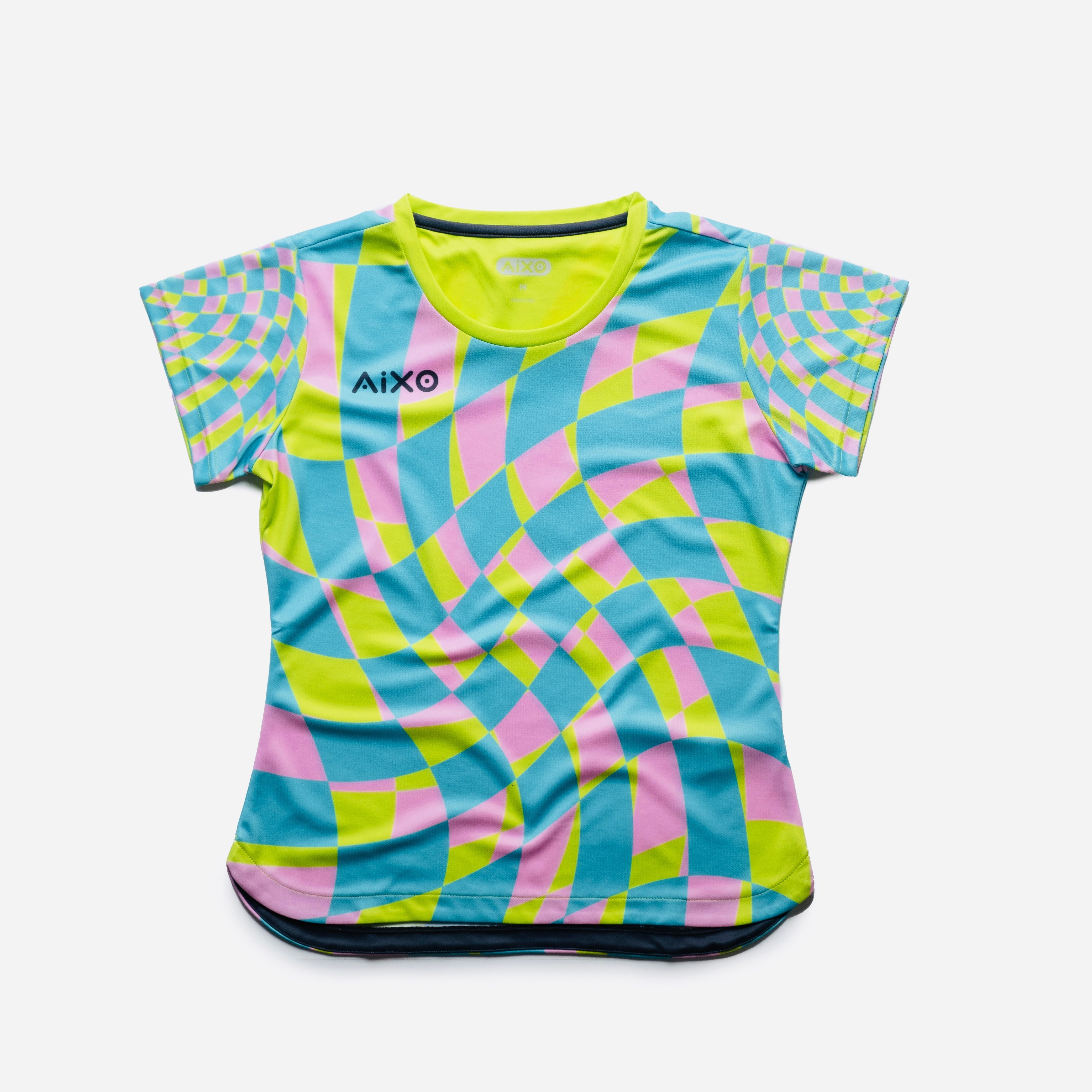 Aixo Checker Womens T Shirt Lime Check Lime Check T Shirt Aixo