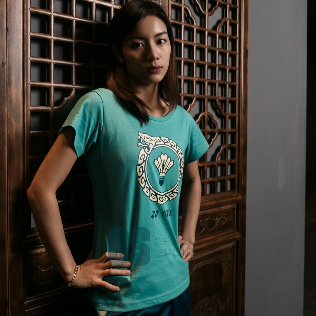 Yonex Snake Ring Womens Cotton T-Shirt Jade Clothing Yonex