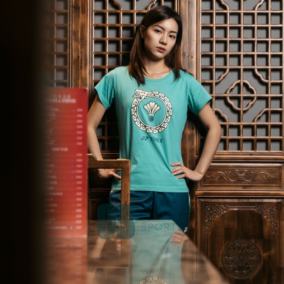 Yonex Snake Ring Womens Cotton T-Shirt Jade Clothing Yonex