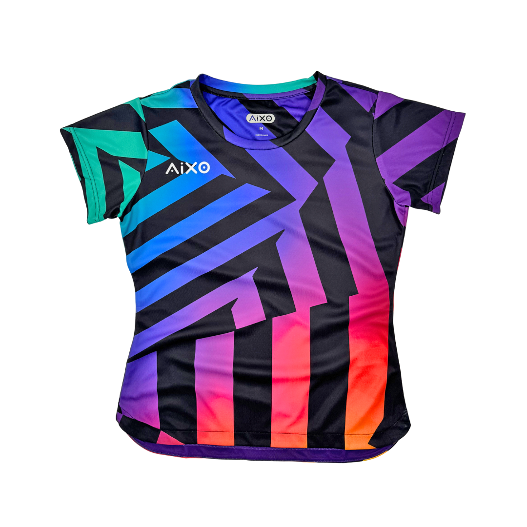 Aixo Rainbow Chaos Womens T-Shirt - Black T Shirt Aixo