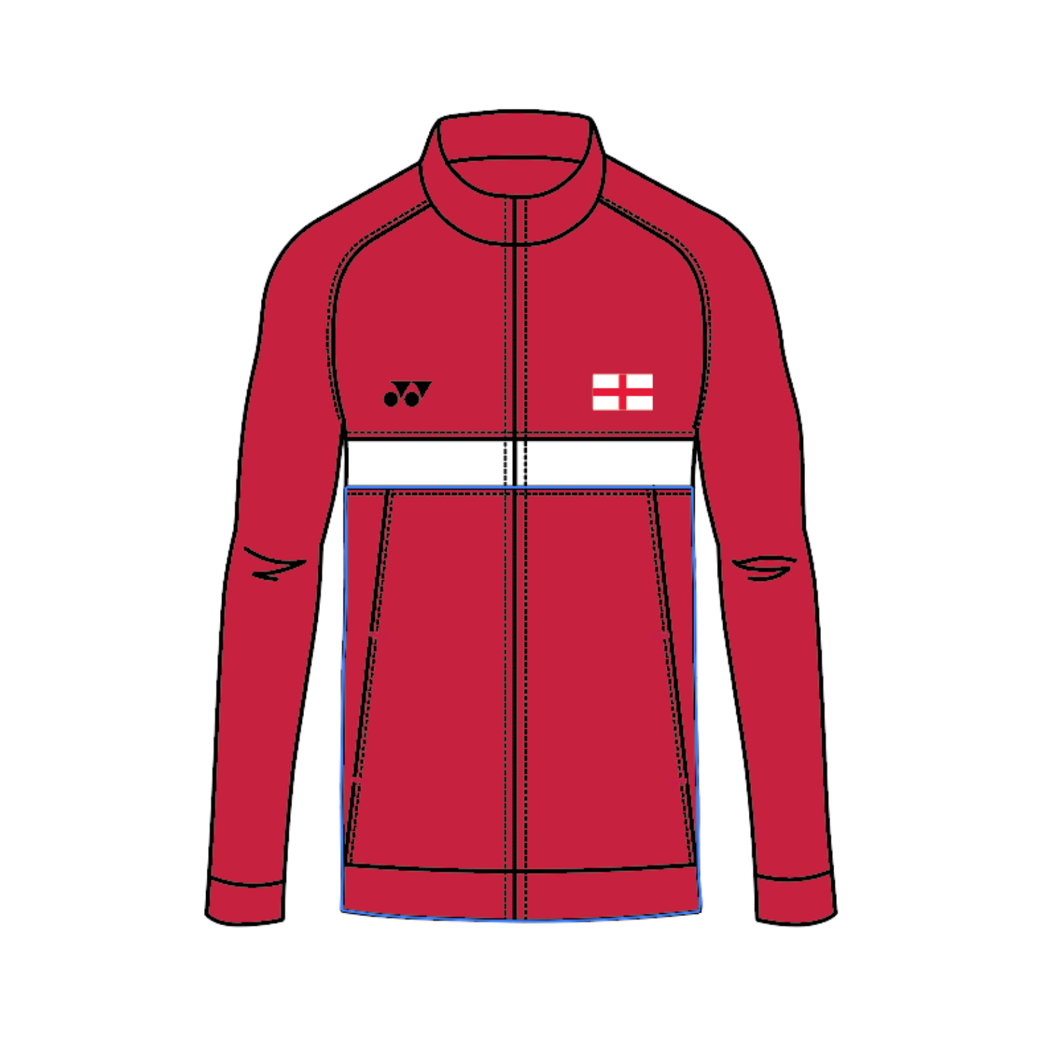 Yonex Kit Teamwear England Masters Badminton Baseline Track Top Unisex - White/Red White Red Clothing Yonex Teamwear