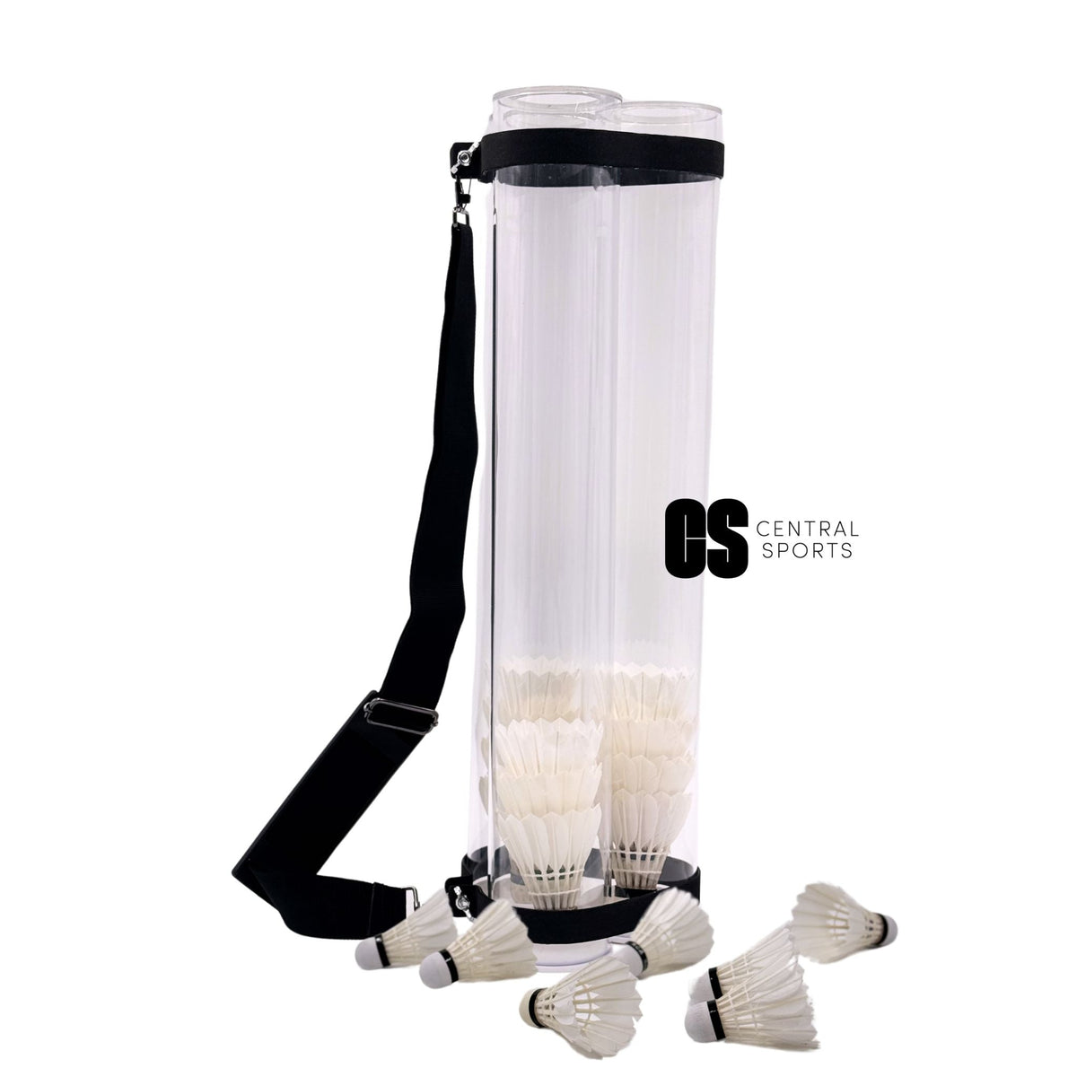 Central Sports UK Badminton Shuttlecock Tube Holder 50CM (3 Tubes), Clear, front view