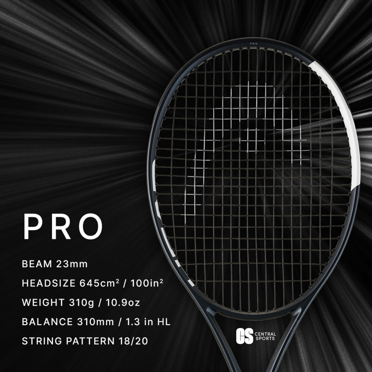 Head Speed Pro 2026 Tennis Racquet Unstrung, Black/White, back view