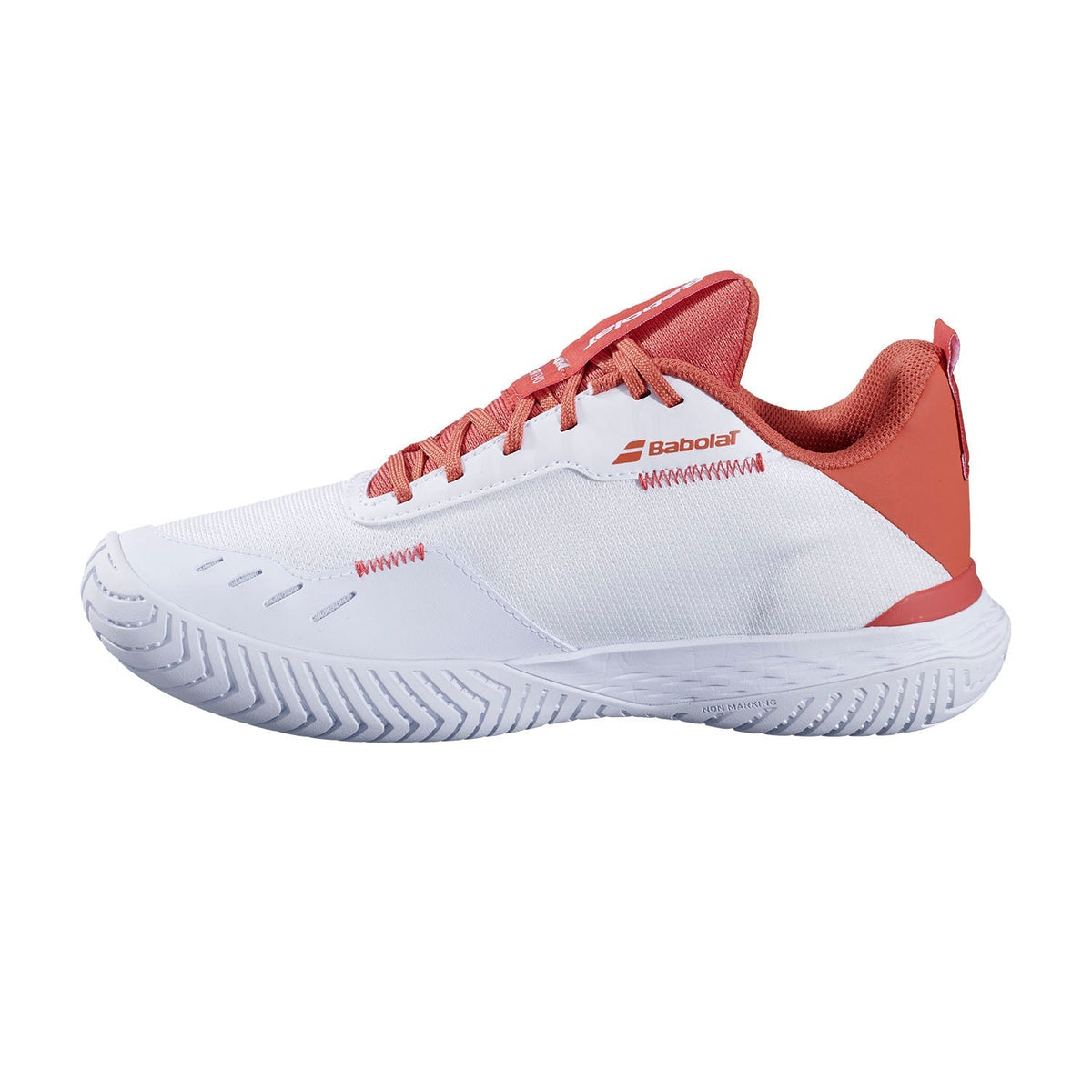 Babolat SFX Evo All Court Tennis Shoe Women, White/Terra Cotta, back view
