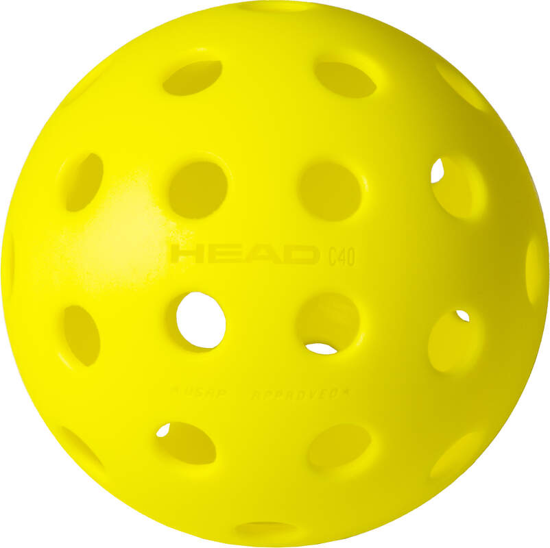 Head Champ Outdoor Pickleball Balls 3 units 40mm, Yellow, back view