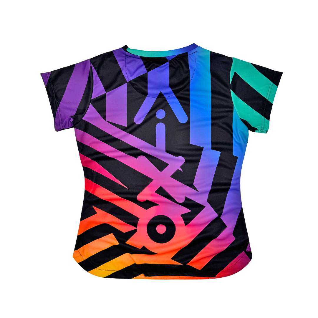 Aixo Rainbow Chaos Womens T-Shirt - Black T Shirt Aixo