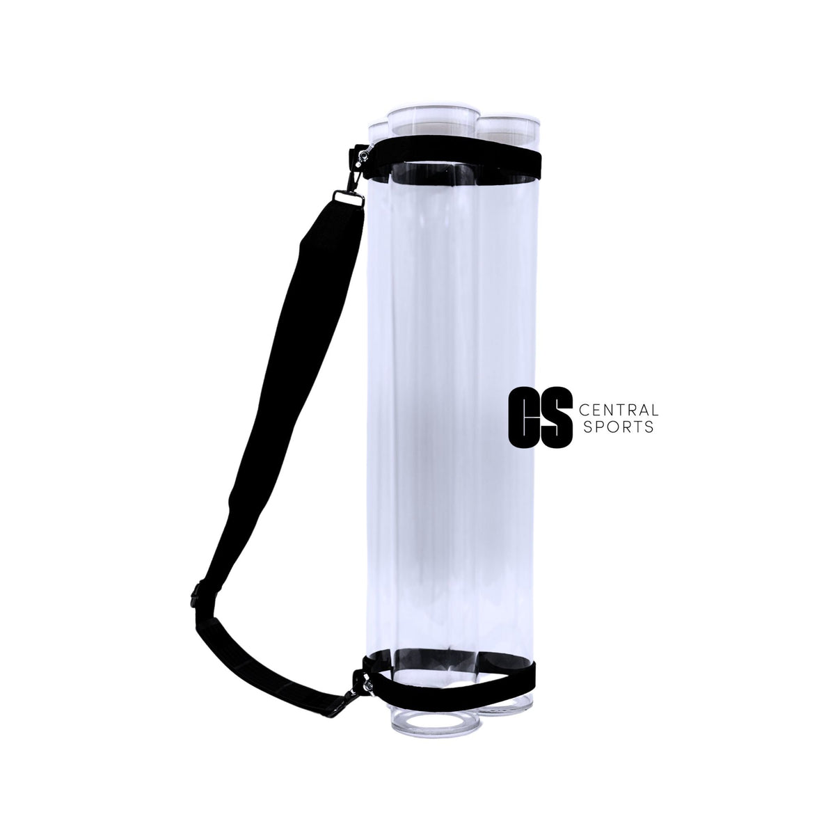 Central Sports UK Badminton Shuttlecock Tube Holder 50CM (3 Tubes), Clear, back view