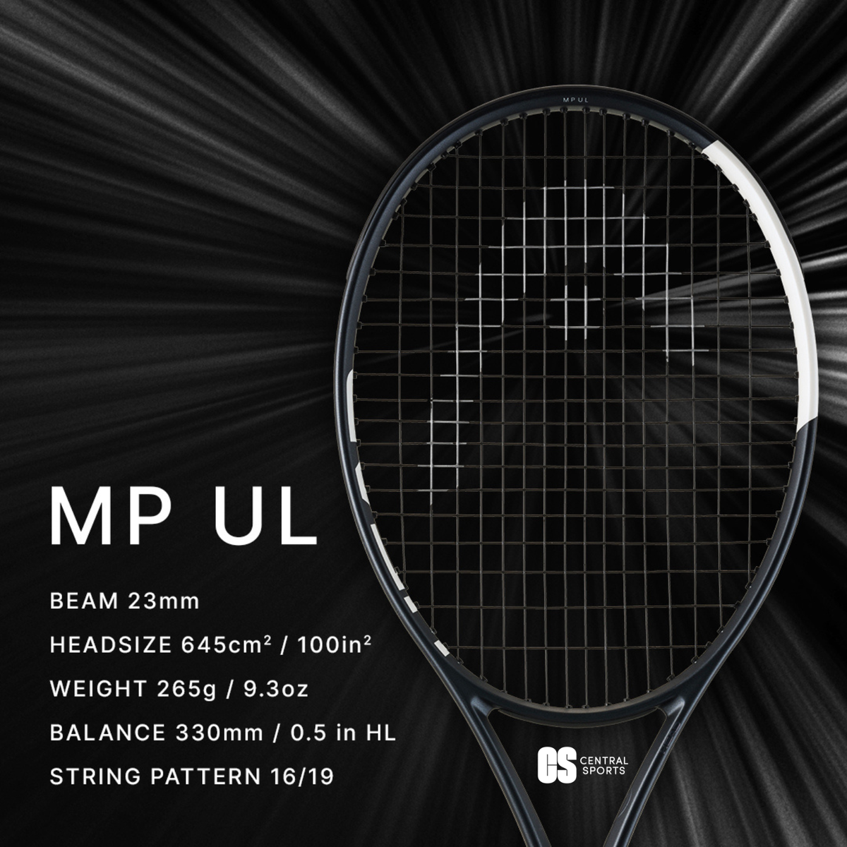 Head Speed MP UL 2026 Tennis Racquet Strung, Black/White, back view