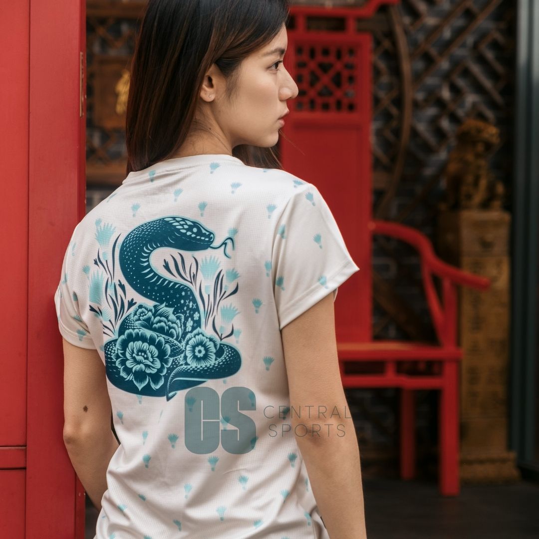 Yonex Coiled Snake Women Tech T-Shirt Ivory Clothing Yonex