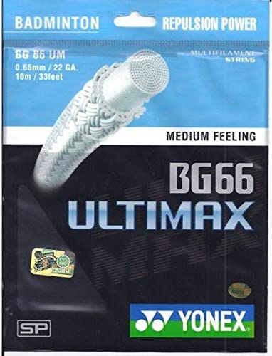 Yonex BG66 Ultimax Badminton String (10m Set) White String (Packs) Yonex