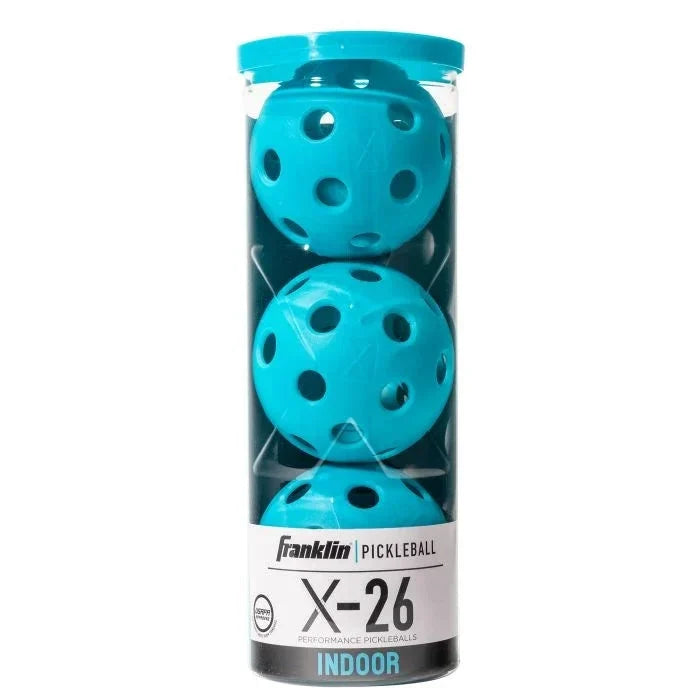 Franklin Indoor X-26 Pickleball 3pk Blue, front view