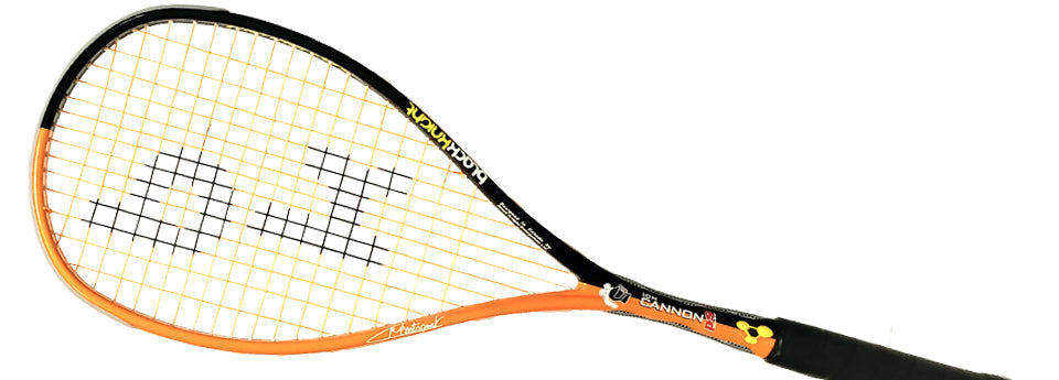 Black Knight Castagnet Ion Canon PS Squash Racket, Black/Orange, back view