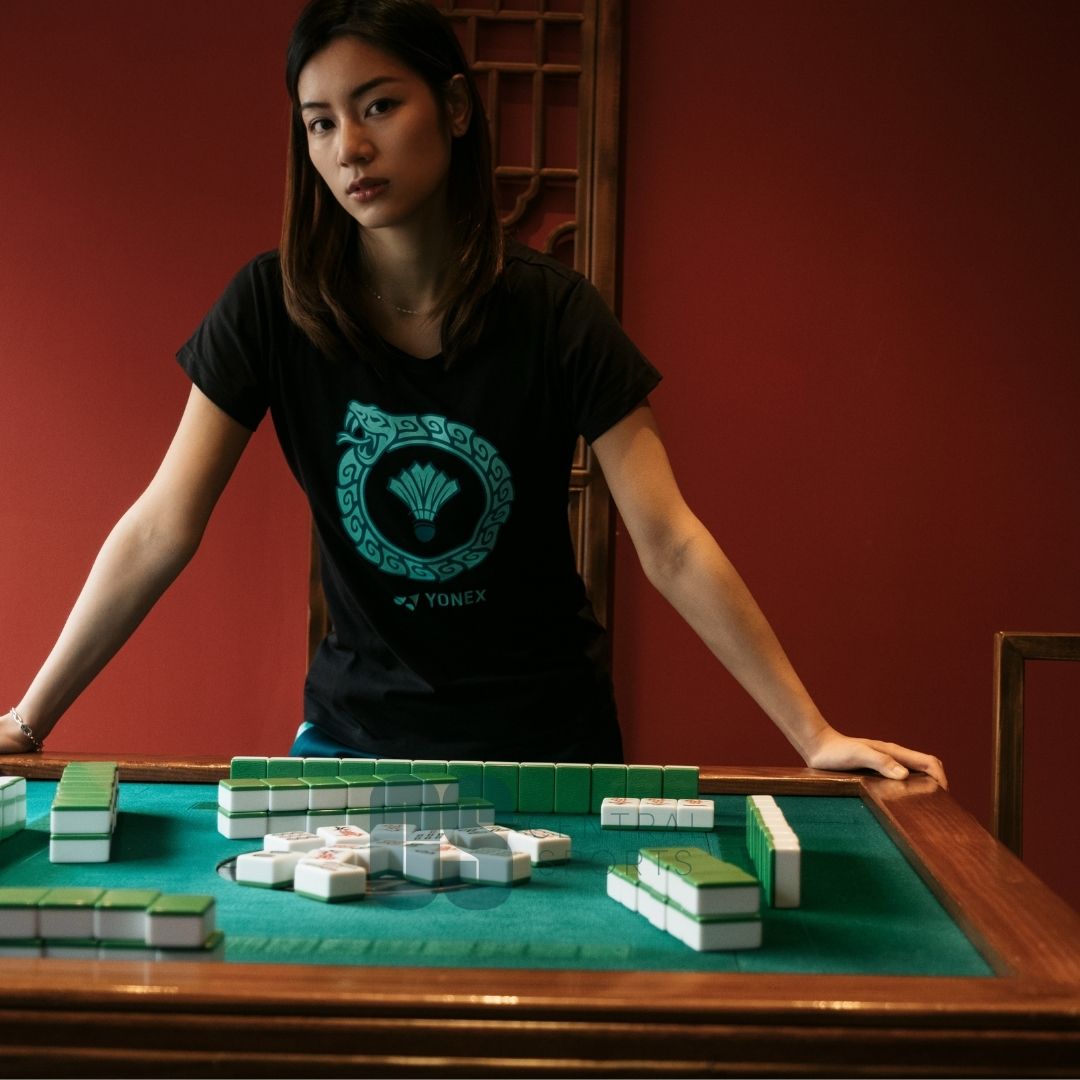 Yonex Snake Ring Womens Cotton T-Shirt Jade Clothing Yonex