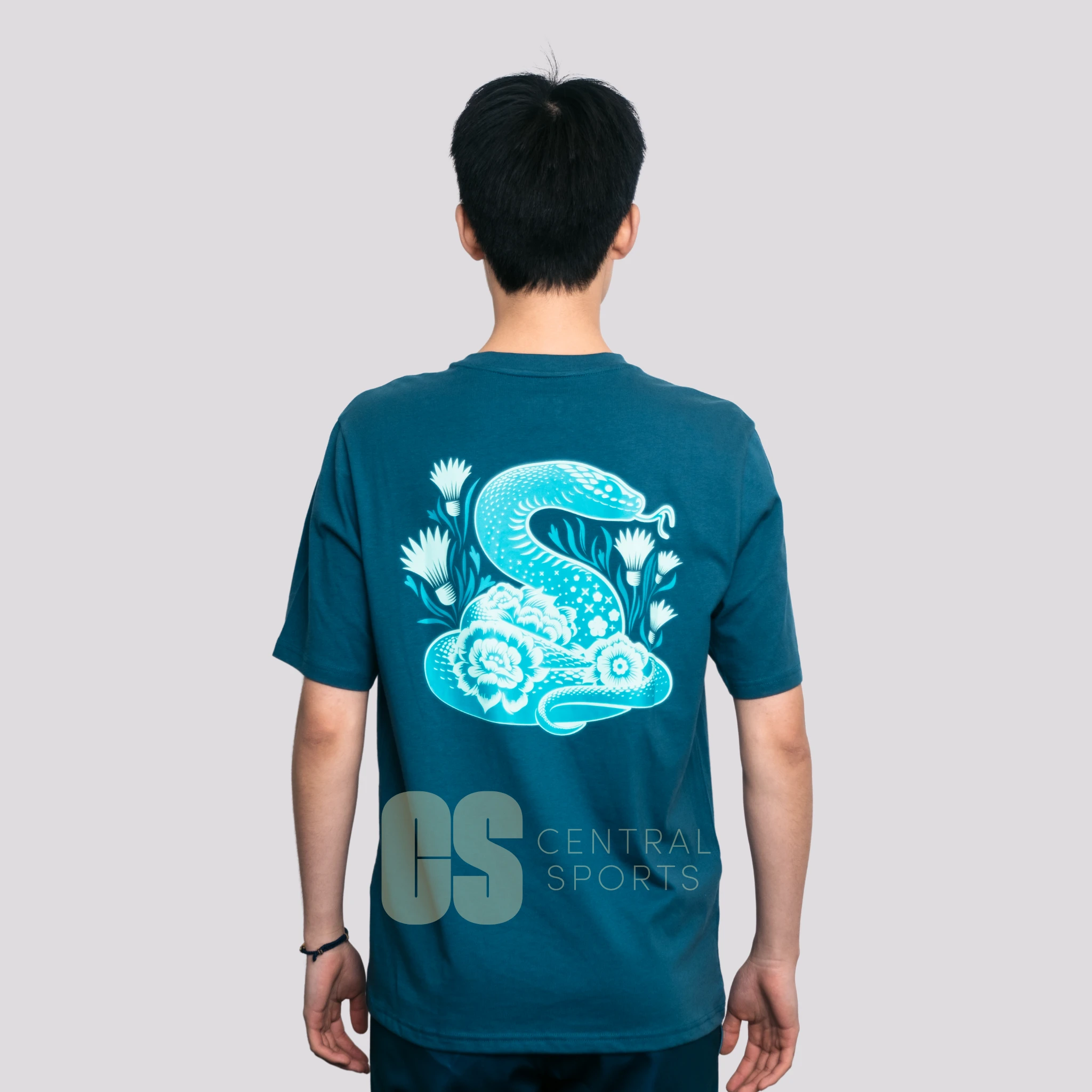 Yonex Coiled Snake Mens Cotton T-Shirt Dark Jade Clothing Yonex