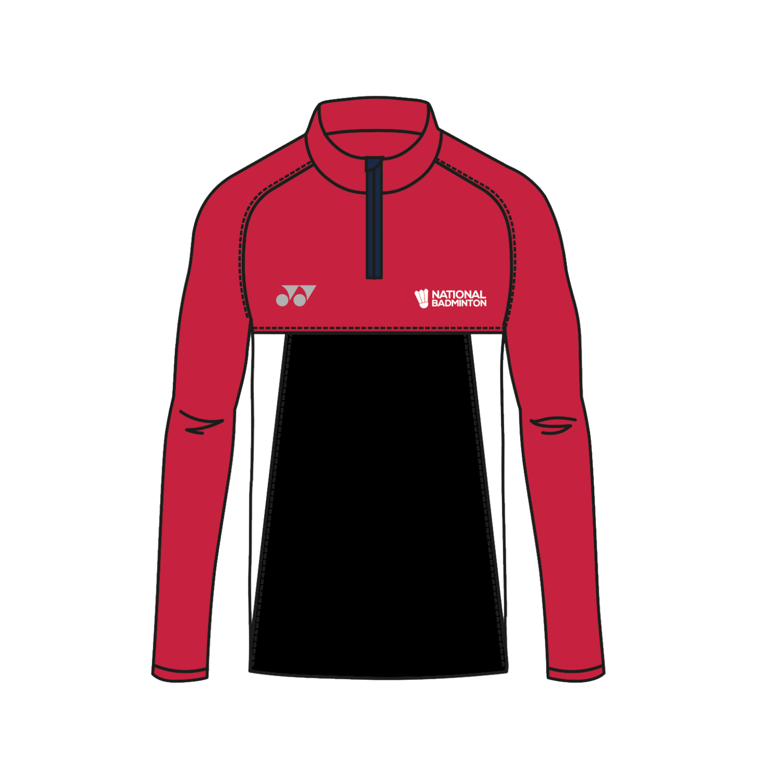 National Badminton Coach Kit Split 1/4 Zip Shirt Unisex - Red