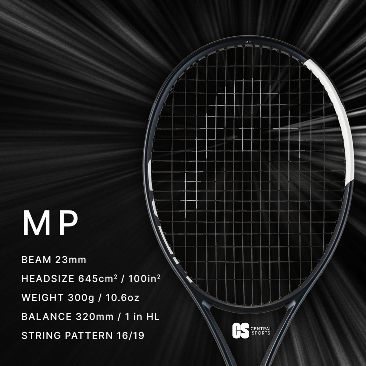 Head Speed MP 2026 Tennis Racquet Strung, Black/White, back view