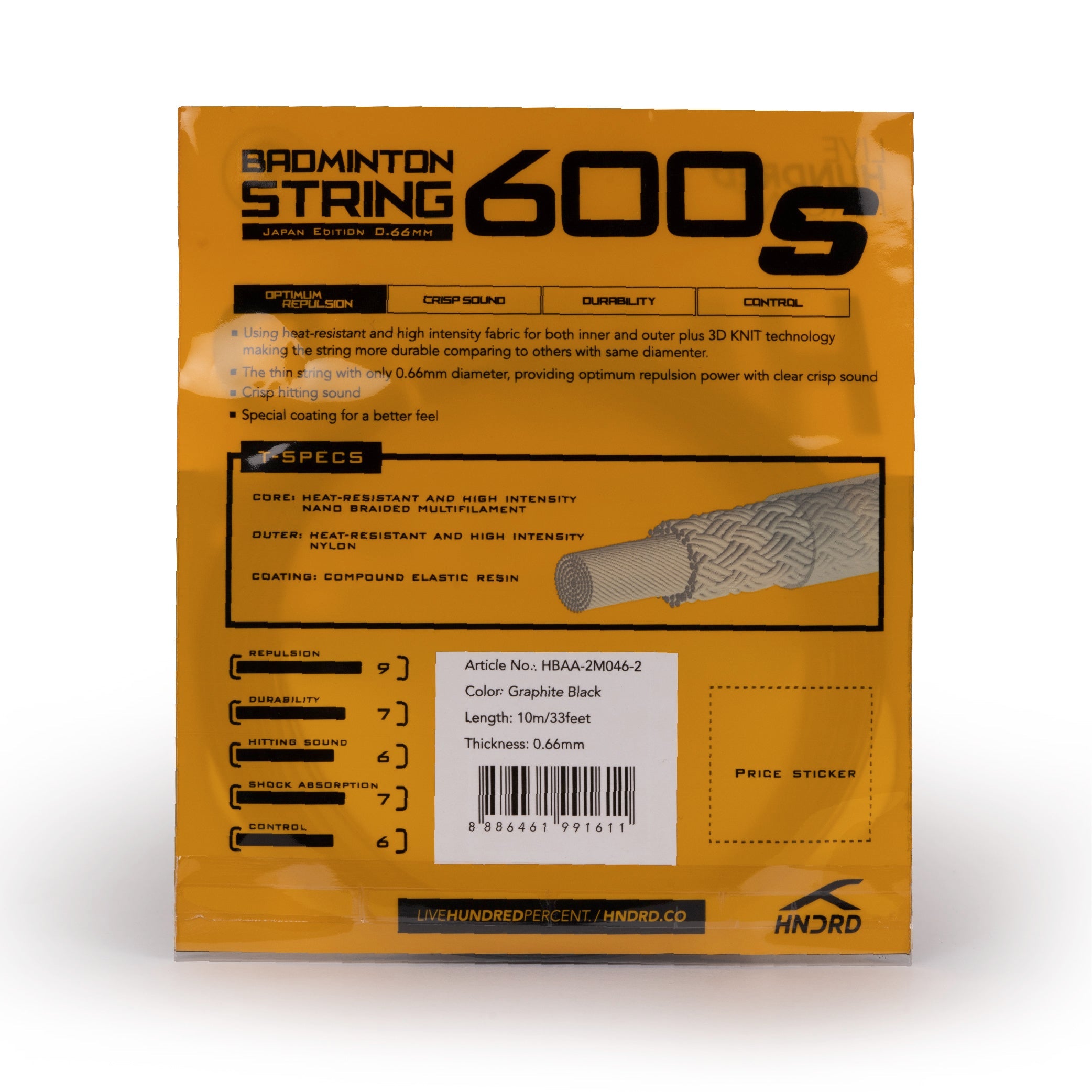 Hundred 600 S Badminton String HBAA-2M046-2 String (Packs) Hundred