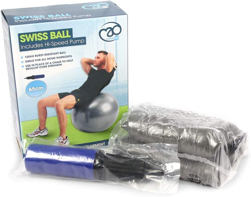 Fitness Mad Swiss Ball & Pump 125 kg (Silver) 65 cm Exercise & Fitness Fitness Mad
