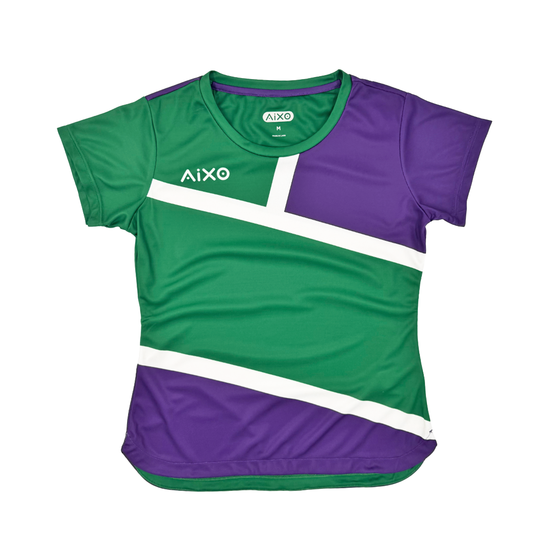 Aixo Court 3 Womens T-Shirt - Green Green Purple Aixo