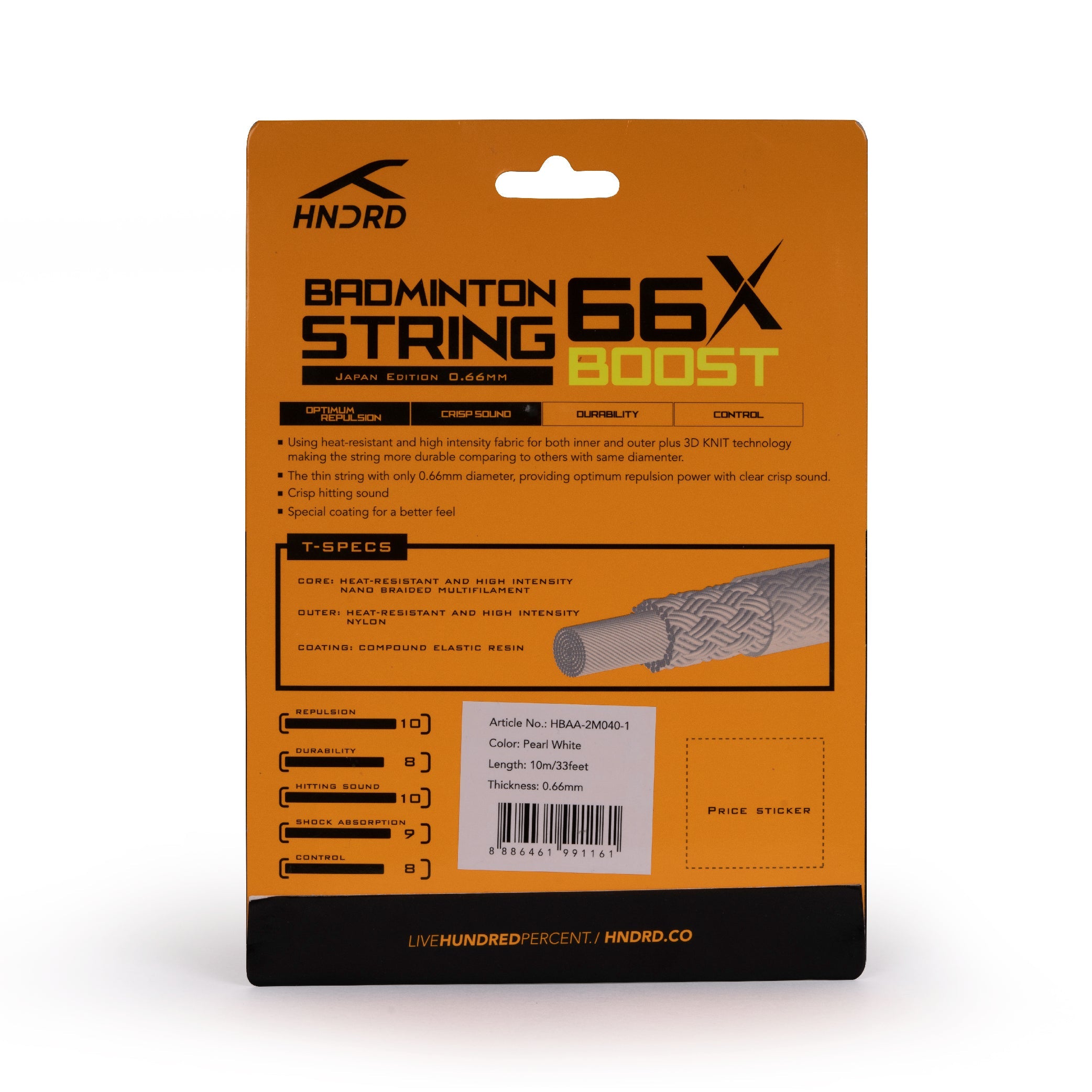 Hundred 66X Boost Badminton String HBAA-2M040-1 String (Packs) Hundred