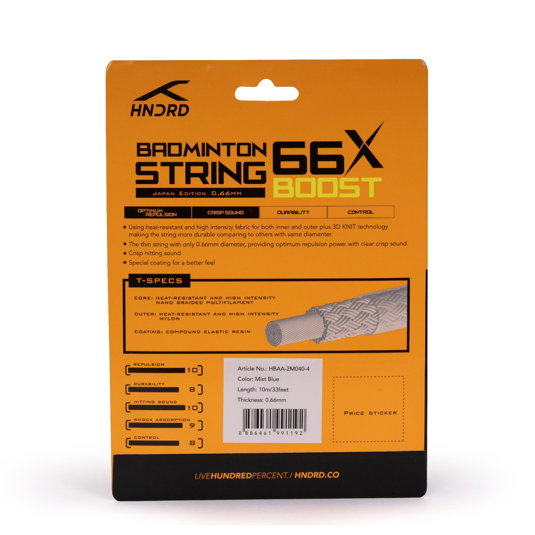 Hundred 66X Boost Badminton String HBAA-2M040-4 String (Packs) Hundred