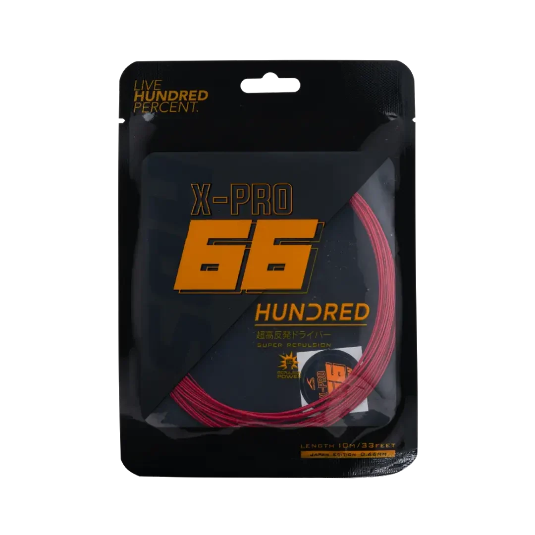 Hundred 66 X Pro Badminton String Set, Red, front view