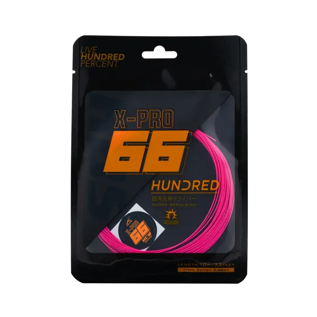 Hundred 66 X Pro Badminton String Set, Pink, front view