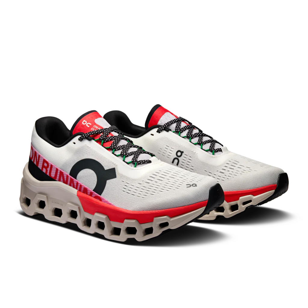 On Cloudmonster 2 Running Shoes Women - Ivory/red Running Shoes On Running