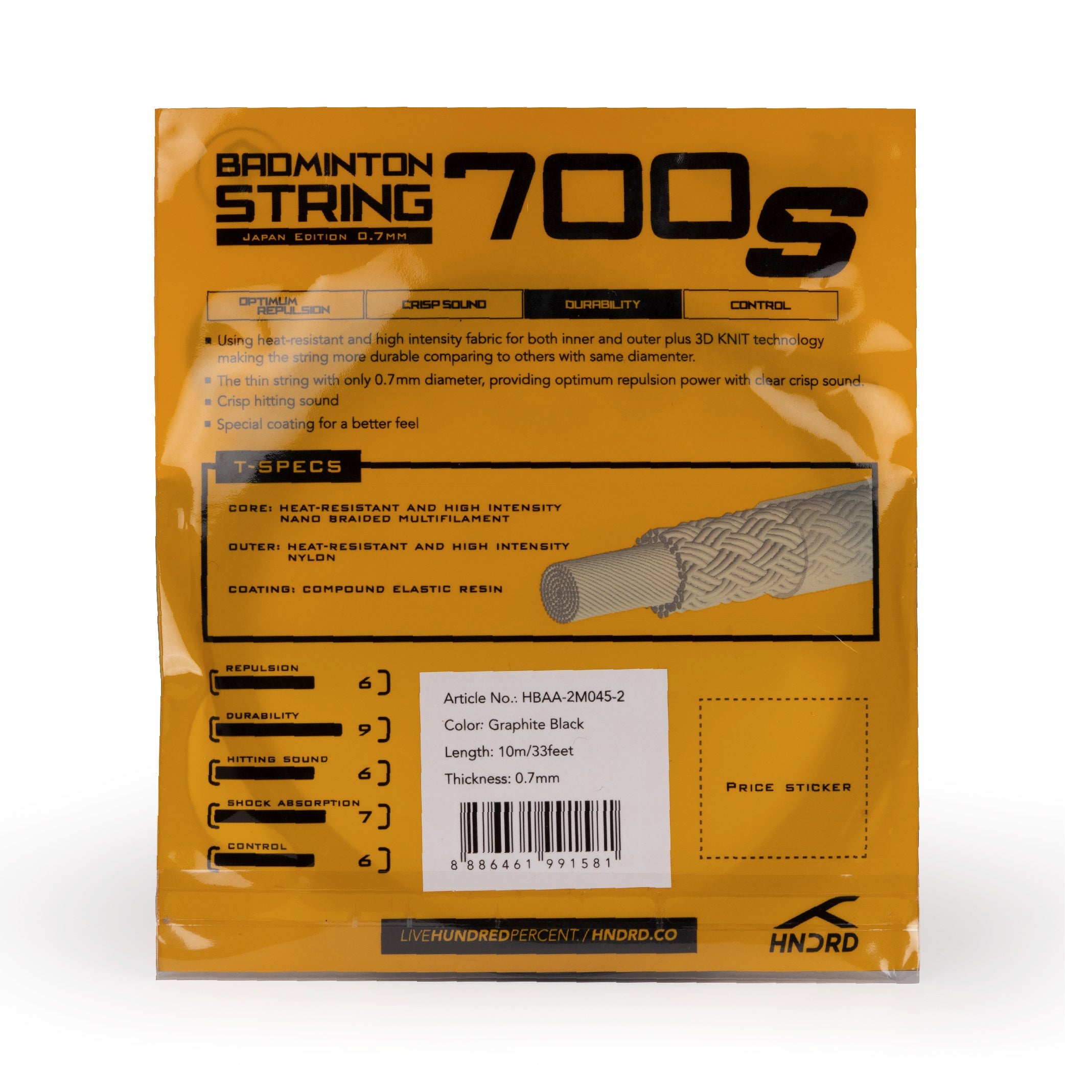 Hundred 700 S Badminton String HBAA-2M045-2 String (Packs) Hundred