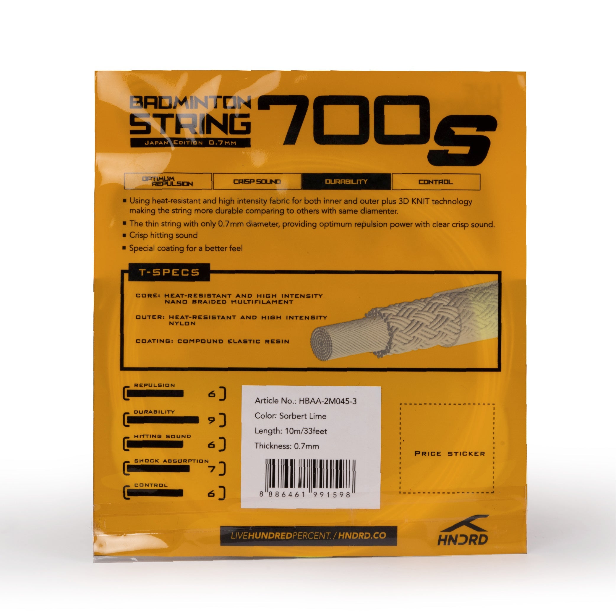 Hundred 700 S Badminton String HBAA-2M045-3 String (Packs) Hundred