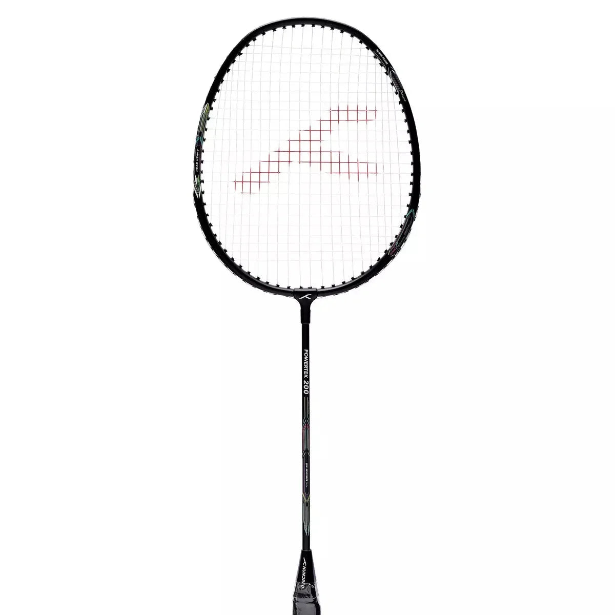 Hundred Powertek 200 Badminton Racket, Black, side view